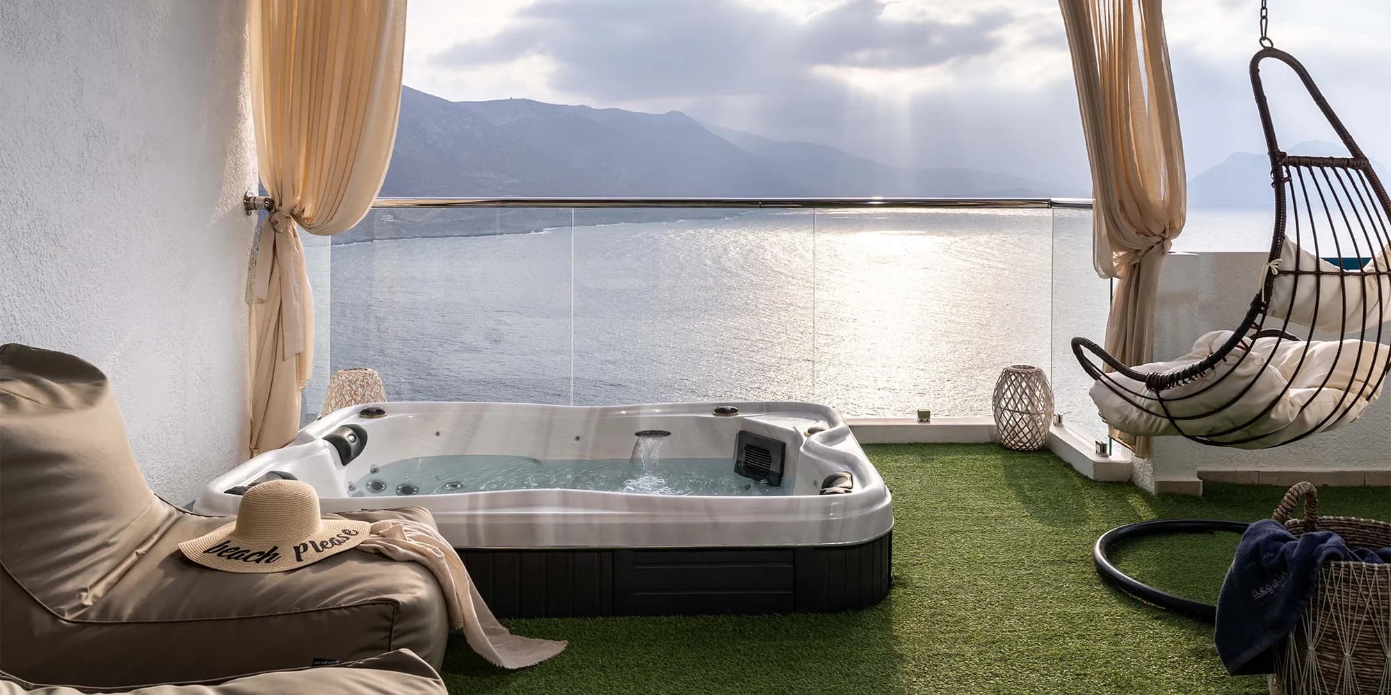 Deluxe room with cave pool at Aegialis Hotel & Spa